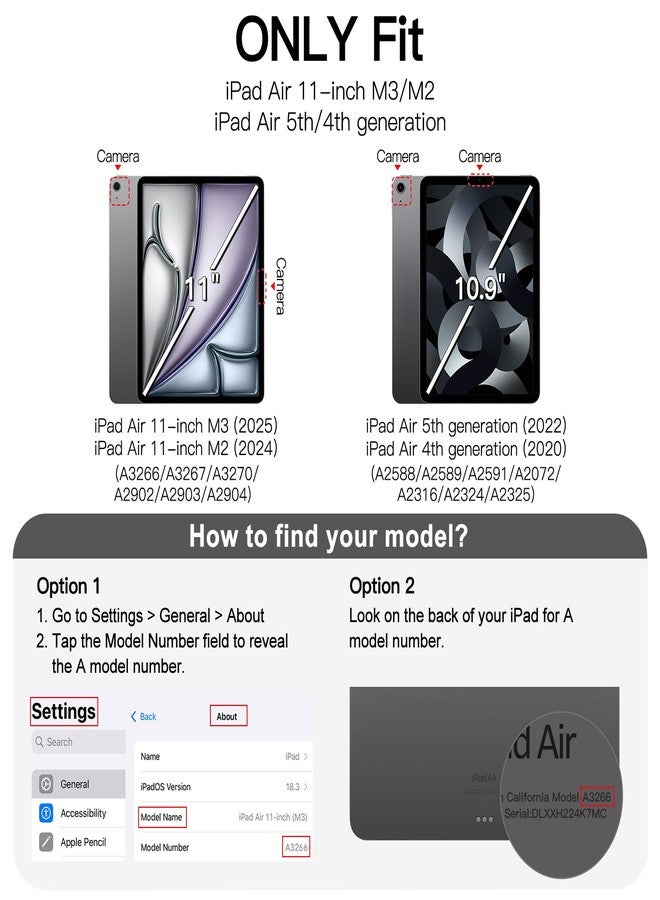 جي تيك جراب JETech لجهاز iPad Air مقاس 11 بوصة M3/M2 (2025/2024)، و iPad Air 5/4 (10.9 بوصة، موديل 2022/2020، الجيل الخامس/الرابع)، غطاء حماية للتابلت من الجلد الصناعي، جيب، عرض متعدد الزوايا (رمادي فضائي) - Image 2